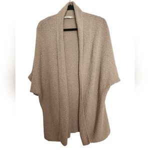 Talula Tan Short Sleeve Cotton Blend Open Front Cardigan Size Small Med